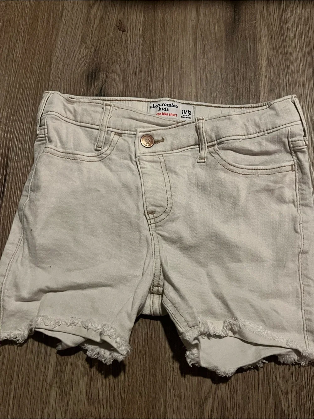 Abercrombie & Fitch Kids White Frayed Hem Denim Shorts